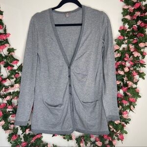 J. Jill Gray White Striped Cardigan Button Down XS